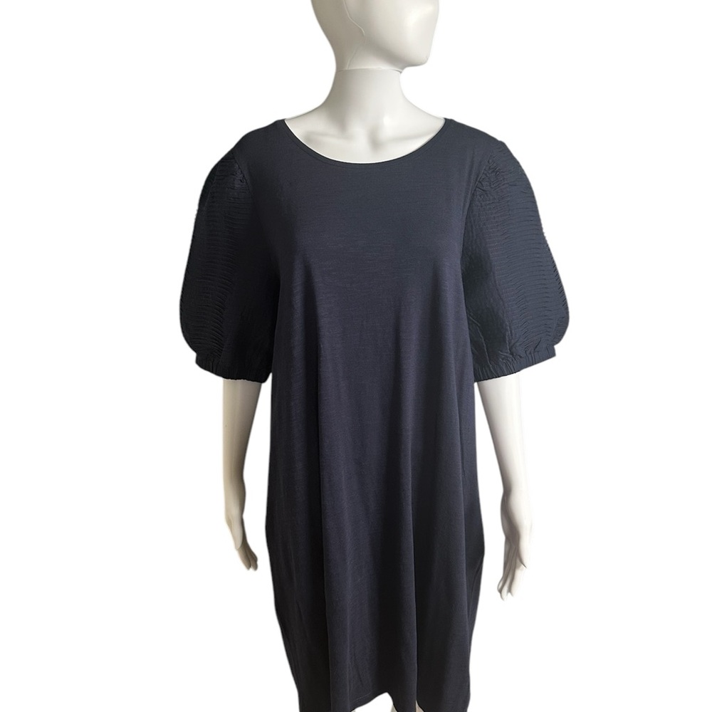 Chico’s 3 Elegant Puff Sleeve Tunic Dress Navy Blue 16/18